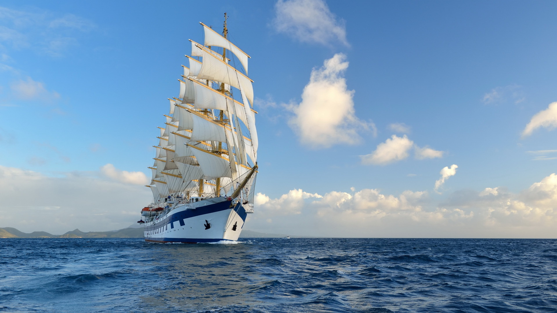 Download wallpaper the ocean, the wind, ship, sails, ocean, ship, boats ...