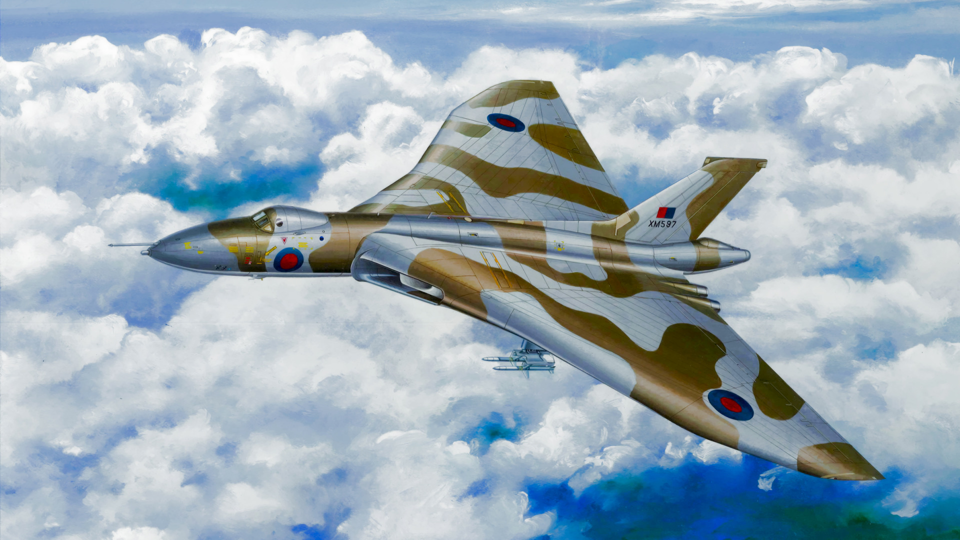 Download wallpaper war, art, painting, aviation, Avro Vulcan, section ...