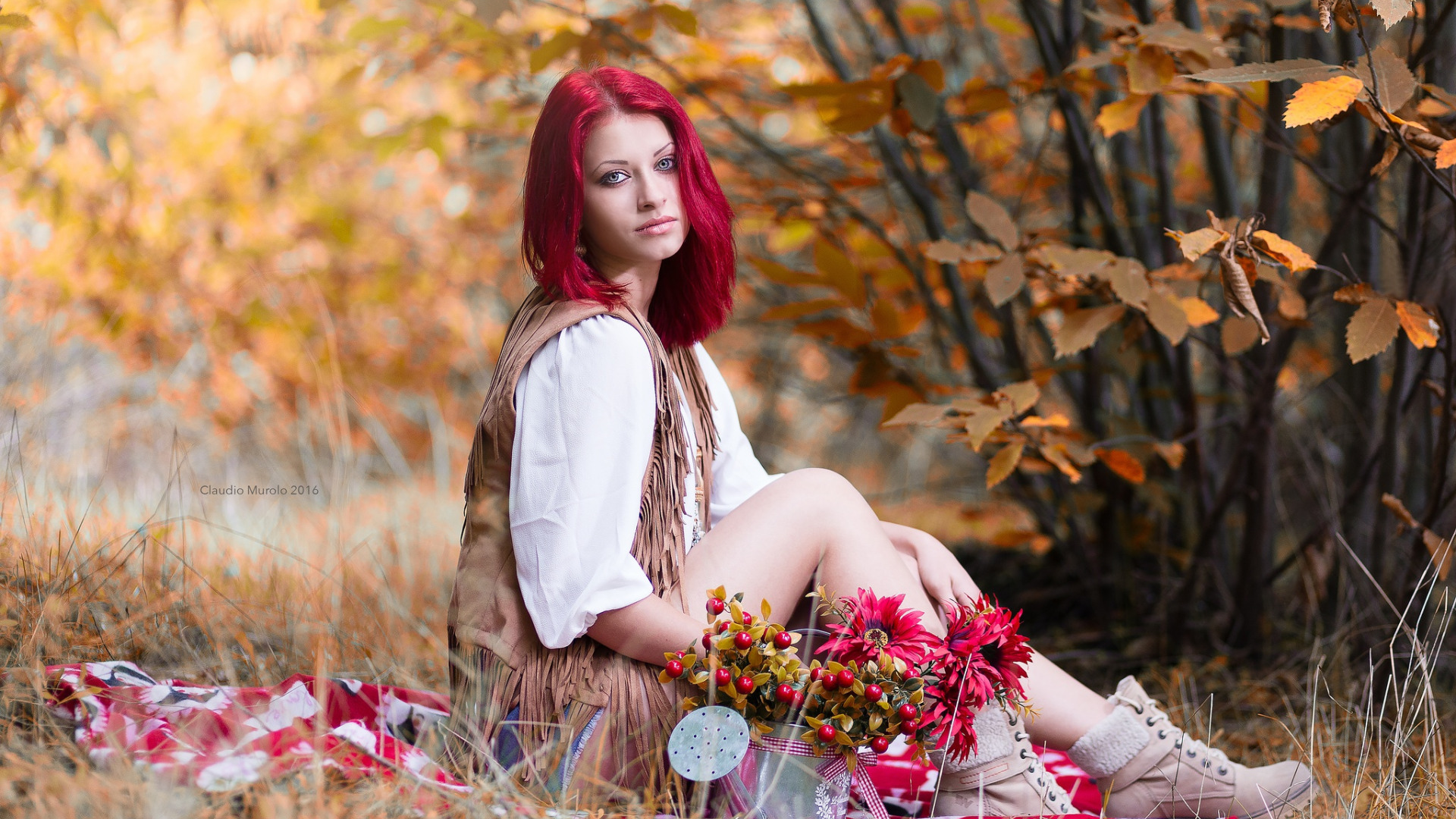 Download Wallpaper Autumn Girl Nature Section Girls In Resolution