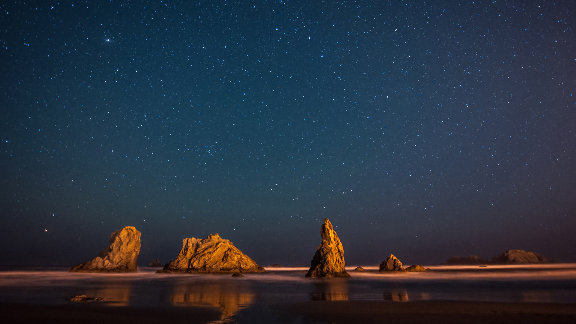 Download wallpaper beach, stars, rocks, The milky way, beach, rocks ...