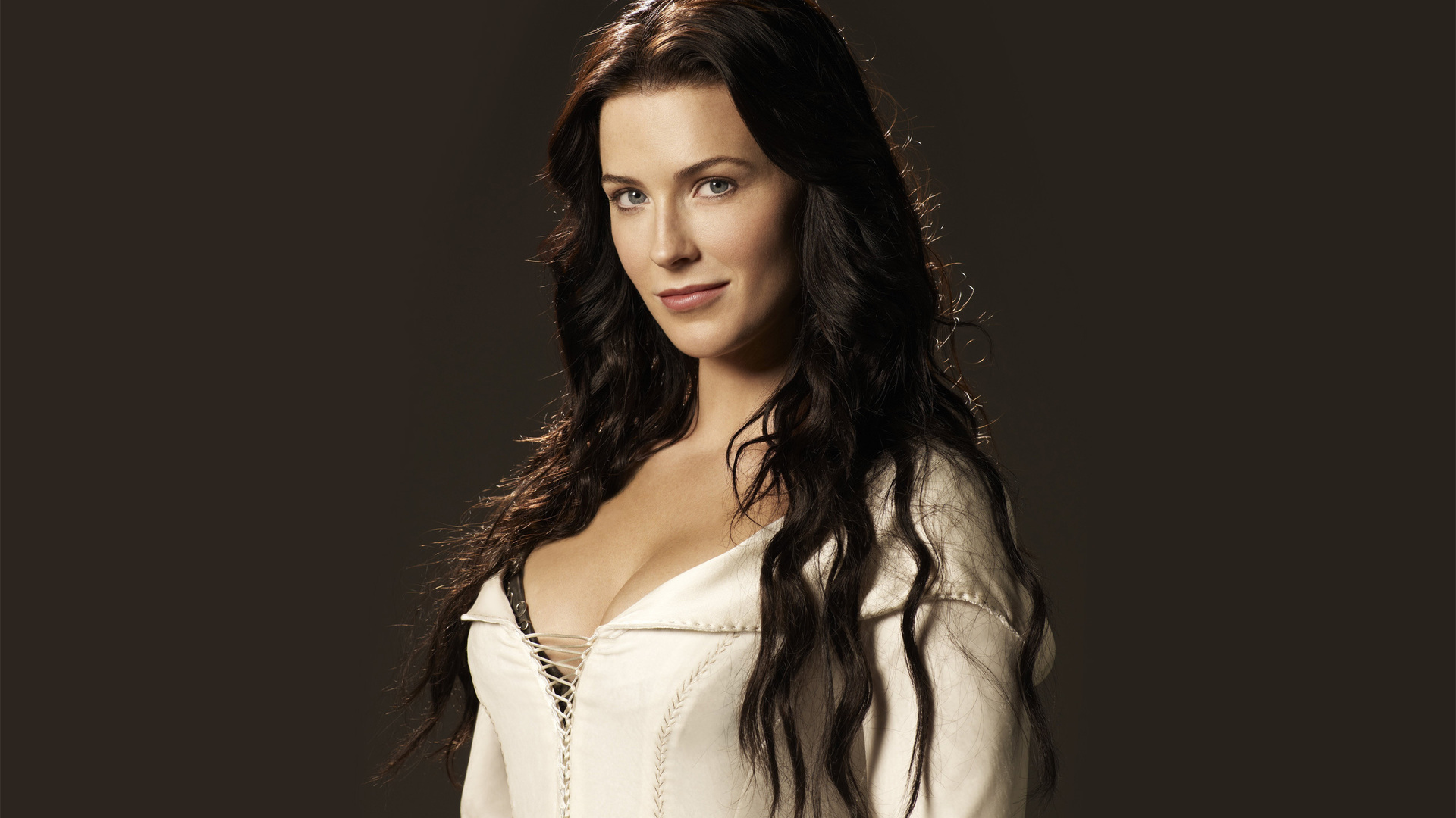 Wallpaper girl, smile, actress, brunette, beauty, white dress, Legend of  the Seeker, Confessor for mobile and desktop, section фильмы, resolution  1920x1080 - download