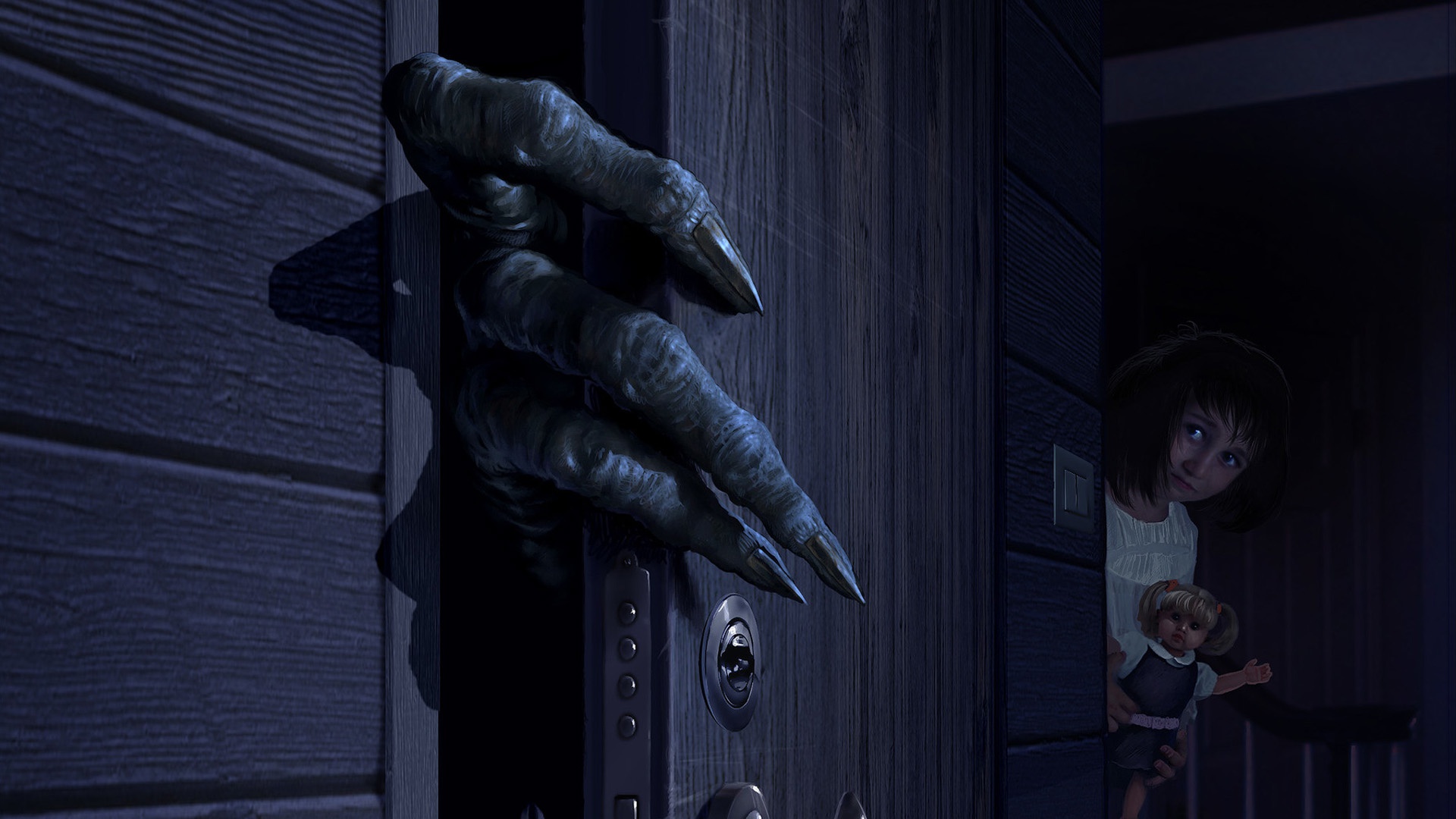 Двери хоррор игра. Страшная рука из за двери.