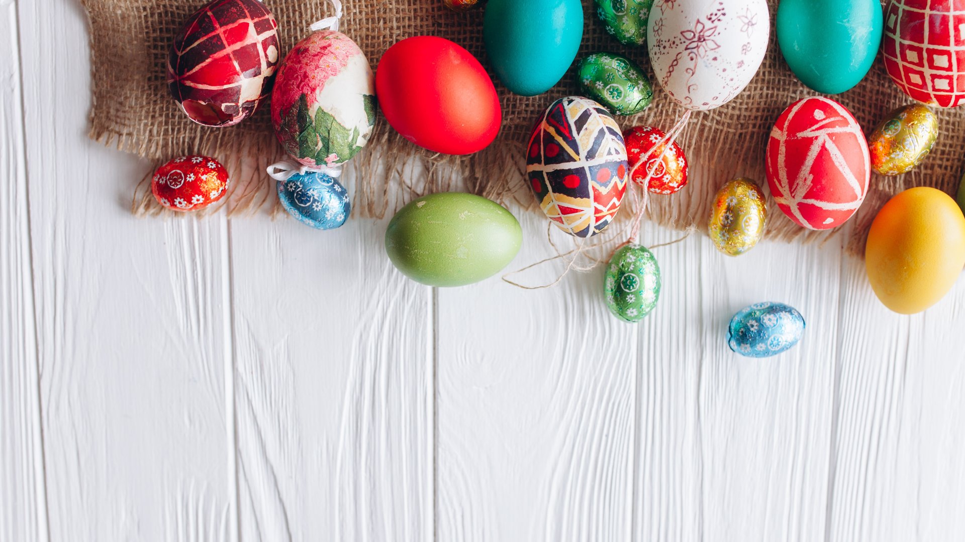 Download wallpaper eggs, spring, colorful, Easter, wood, spring, Easter ...