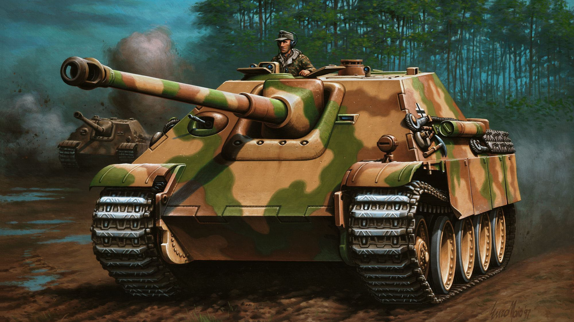 Download wallpaper Germany, Forest, Jagdpanther, Tank fighter, Sd. Car ...