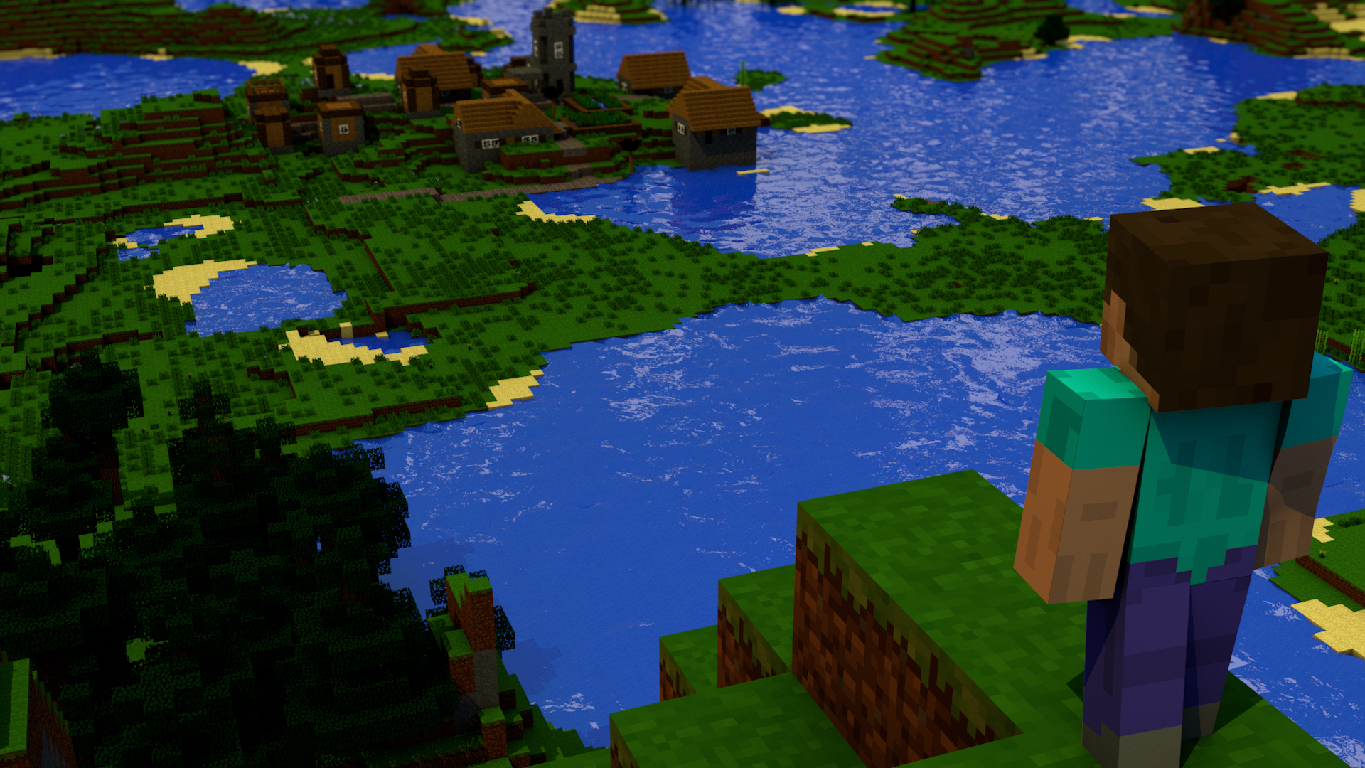 Wallpaper landscape, cube, minecraft, minecraft for mobile and desktop,  section игры, resolution 1920x1080 - download