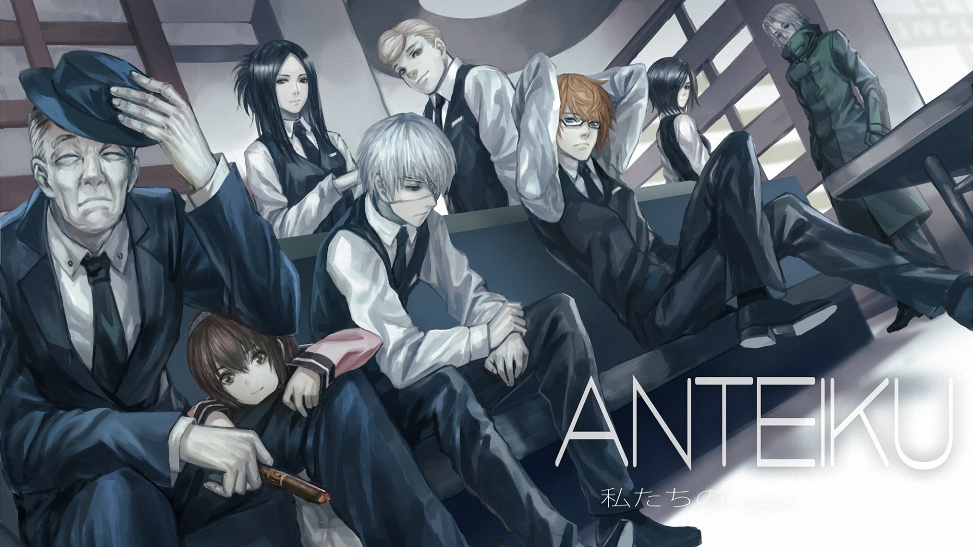 Download wallpaper Art, Ken Kanek, Tokyo ghoul, Fueguchi Hinami, Coma Enji,  Yoshimura, Tokyo ghoul, Yomo Renji, section other in resolution 1920x1080