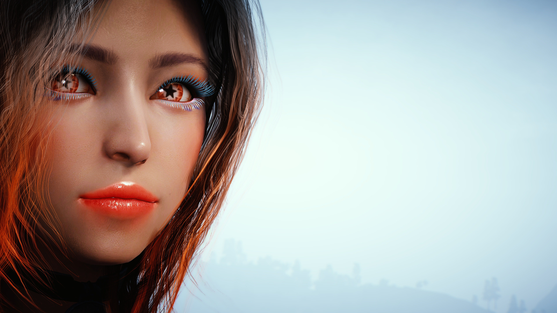 Download Wallpaper Eyes Girl Face Section Rendering In Resolution 1920x1080 