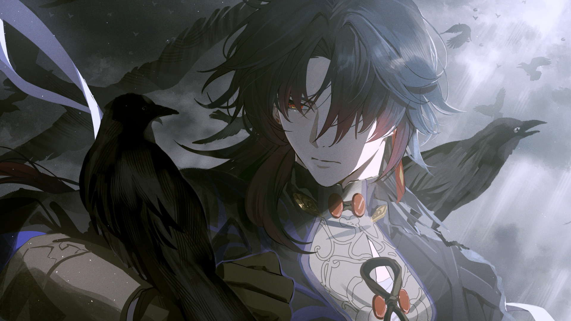 Download wallpaper the sky, crows, guy, Blade, Honkai: Star Rail, section  games in resolution 1920x1080