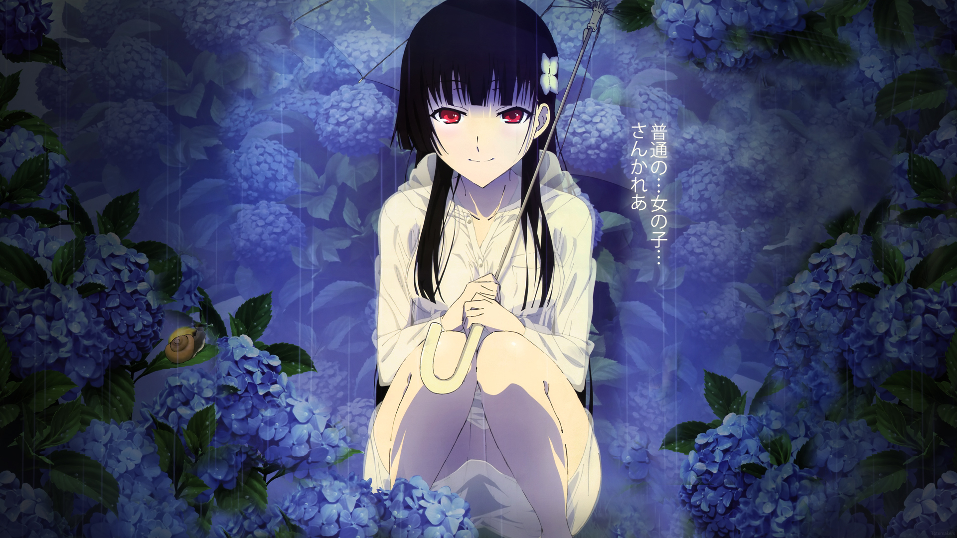 Wallpaper girl, flowers, umbrella, anime, Sankarea for mobile and desktop,  section прочее, resolution 1920x1080 - download