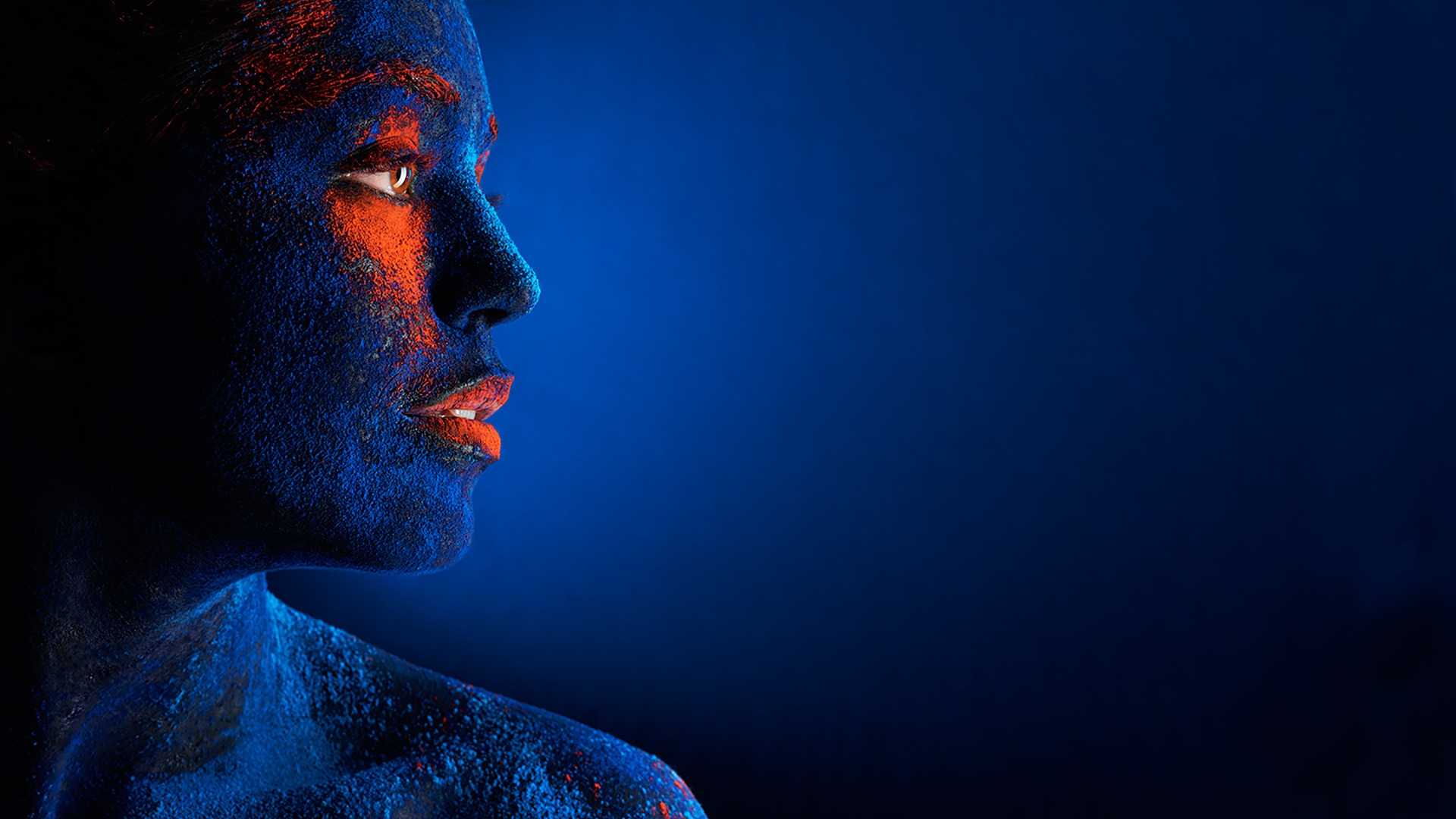 Download wallpaper girl, blue, lips, eye, ink, section situations in ...