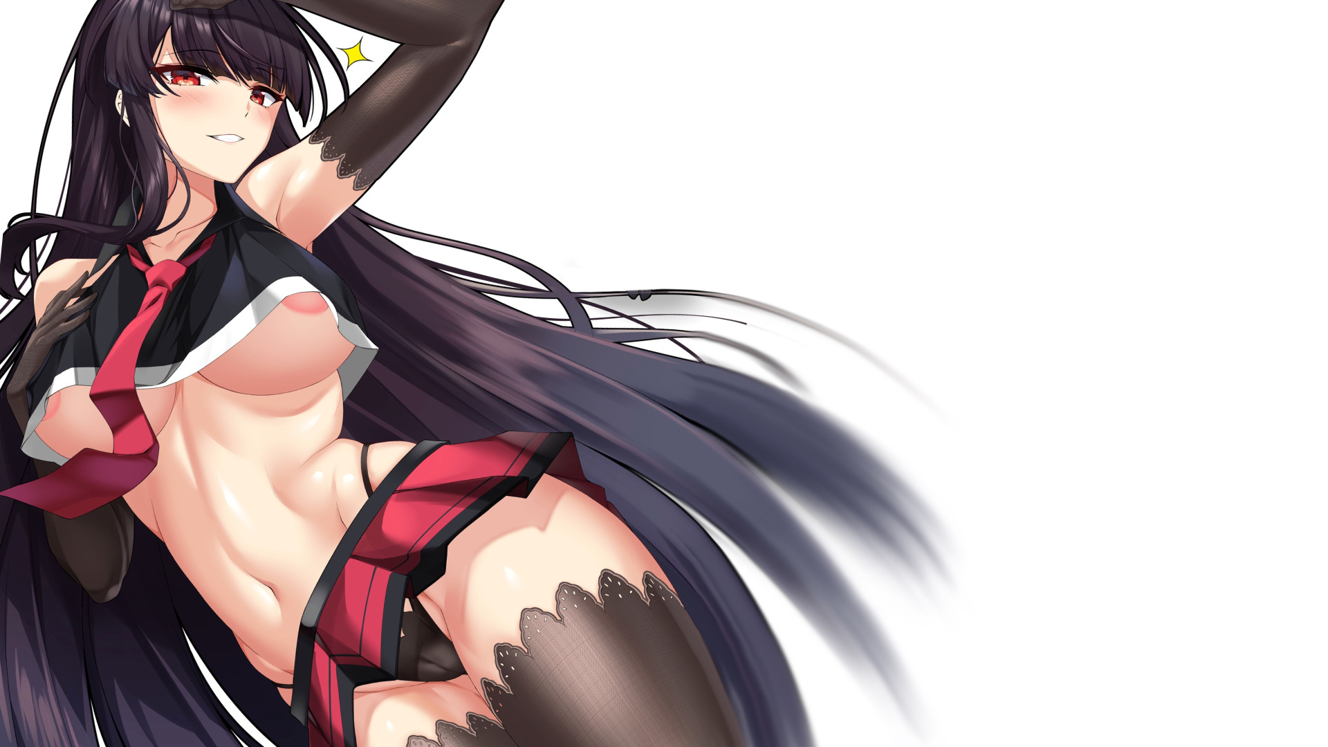 Download wallpaper hot, sexy, boobs, anime, breasts, babe, black hair,  tummy, section shonen in resolution 1920x1080