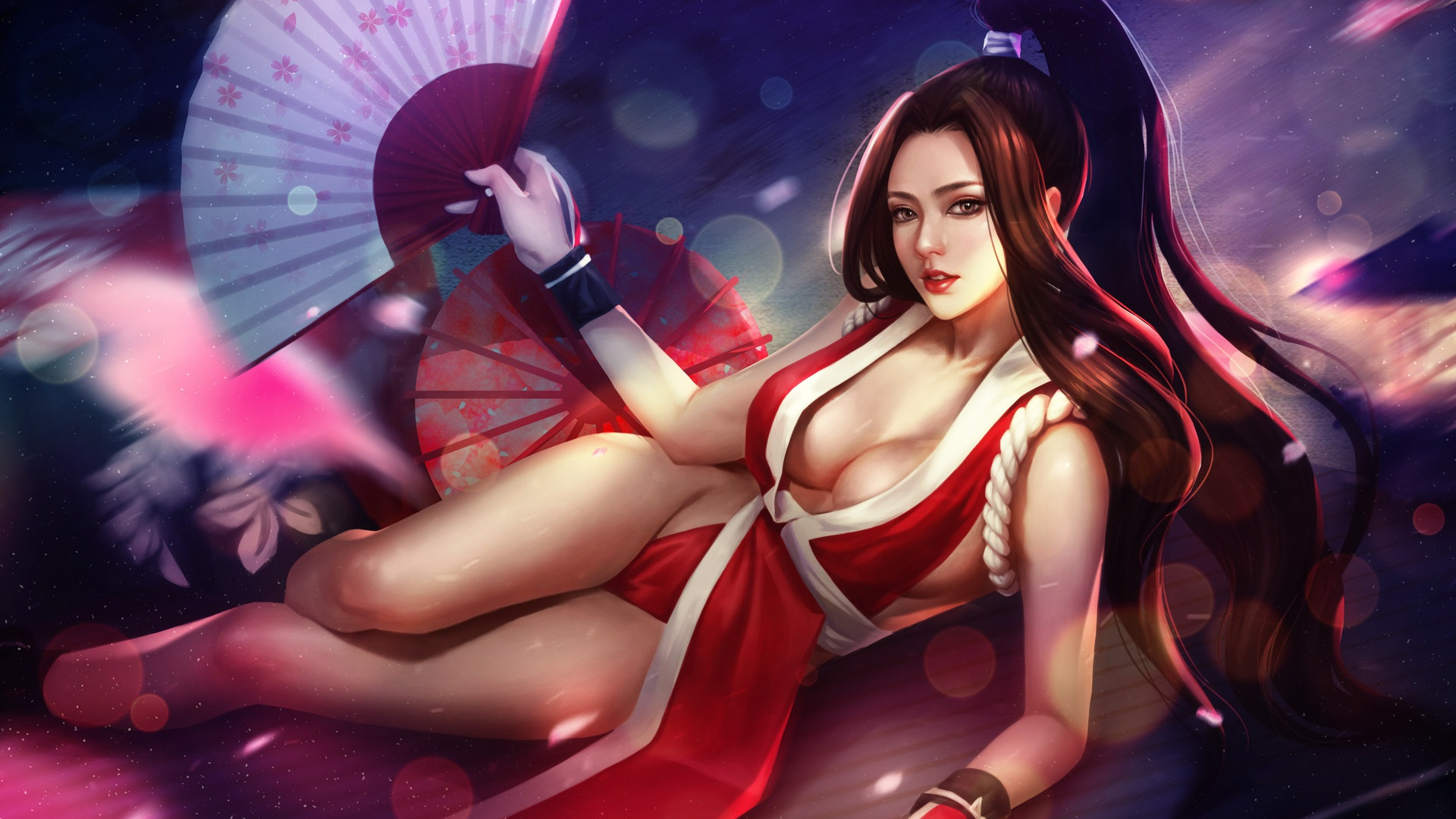 Download wallpaper Girl, Figure, Art, KOF, Beauty, Figure, Mai Shiranui, SNK,  section art in resolution 1920x1080