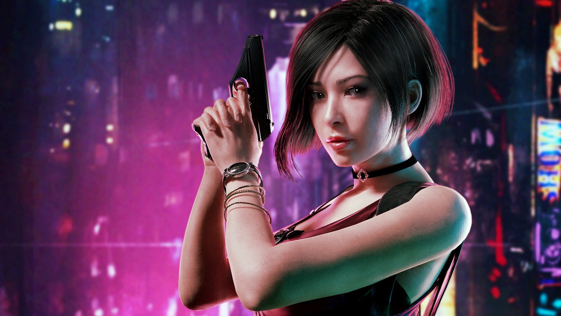 Wallpaper girl, gun, Ada Wong, Ada Wong, Resident Evil 2 for mobile and  desktop, section игры, resolution 1920x1080 - download