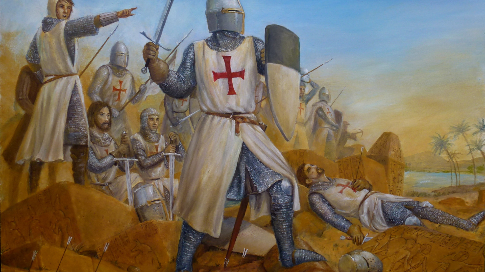 Download wallpaper Sword, Knights, Mail, Shield, The Templars, The