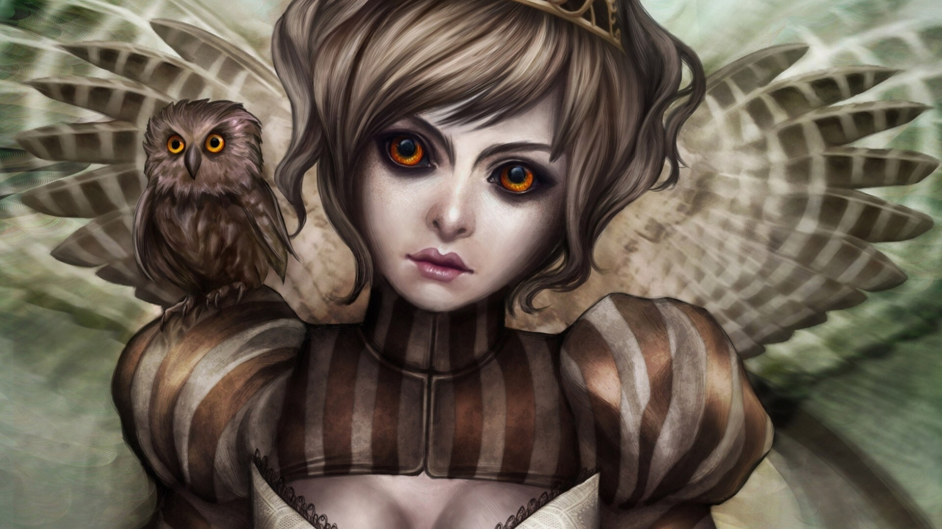 Download wallpaper girl, owl, wings, owlet, Gracjana Zielinska, section ...