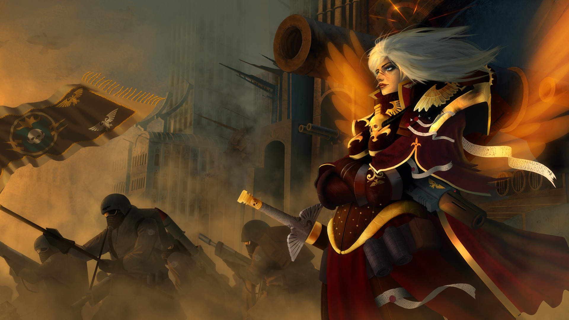 Download wallpaper war, Adept Sororitas, Sisters Of Battle, Warhammer 40K, sisters of battle