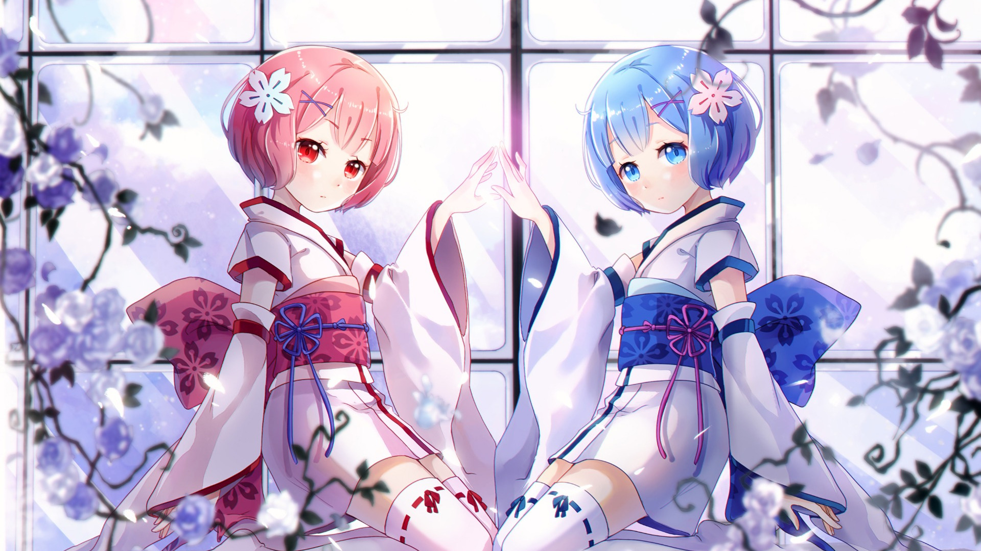 Download wallpaper children, demons, anime, art, sisters, Ram, Rem, Re: Zero  kara hajime chip isek or Seikatsu, section other in resolution 1920x1080