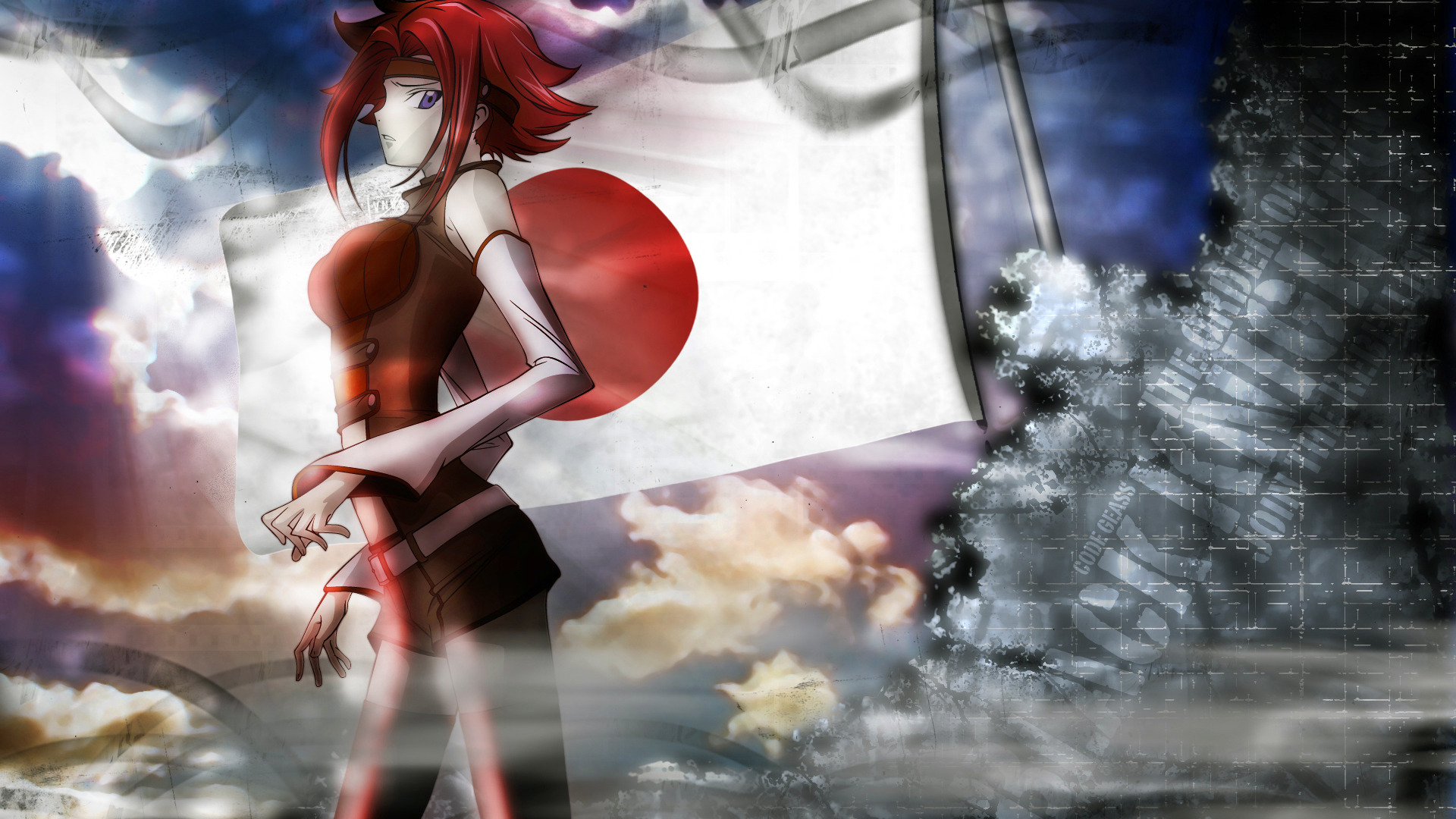 Download wallpaper Japan, flag, Code Geass, japan, Karen, section other in  resolution 1920x1080