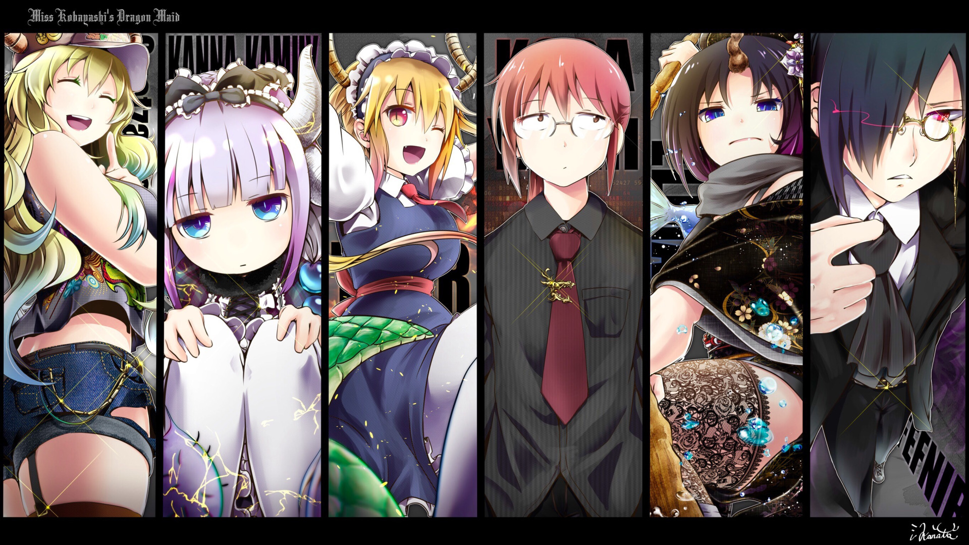 Download wallpaper Kobayashi, Kamui, Elma, Kobayashi-san Chi no Maid  Dragon, Kanna, The Dragon-Maid Kobayashi, Tohru, Quetzalcoatl, section  shonen in resolution 1920x1080