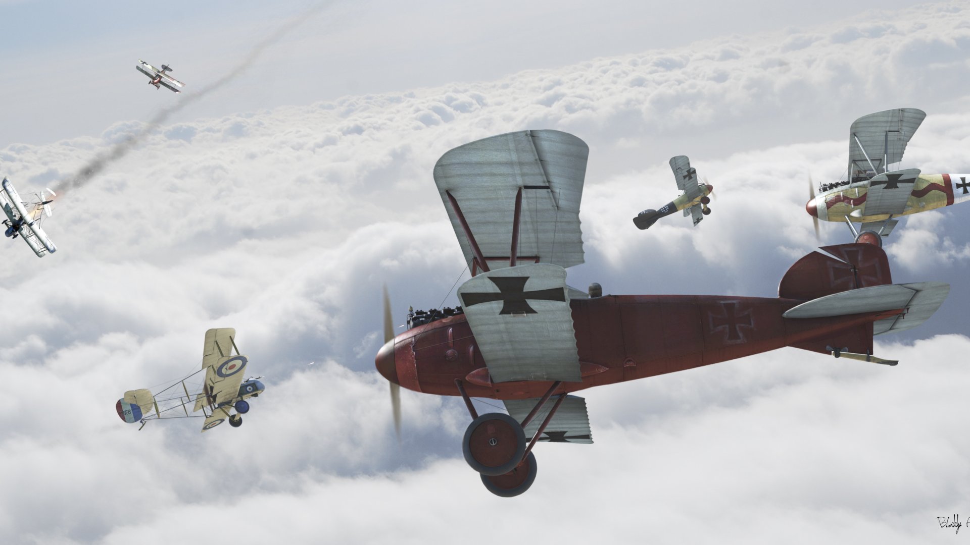 Download wallpaper the sky, battle, the plane, biplane, section ...