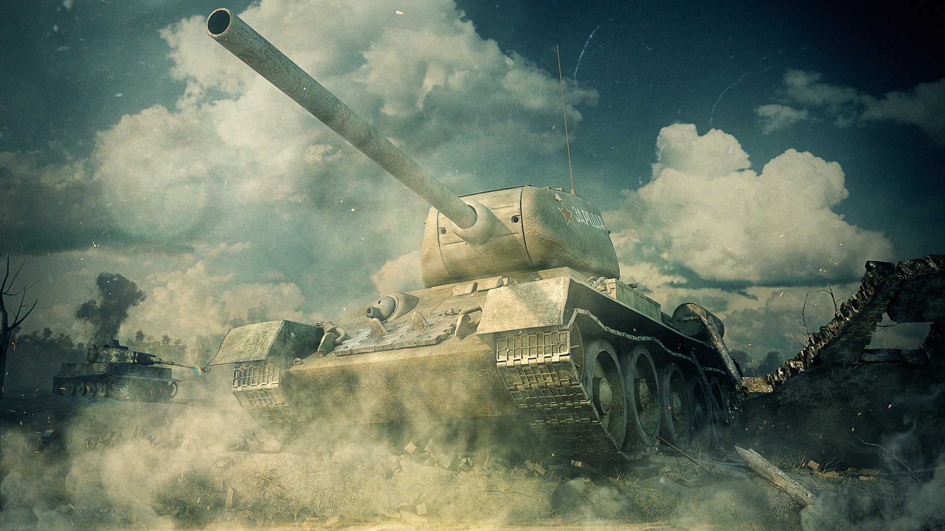 Download wallpaper clouds, star, tank, Legend, for the Motherland ...