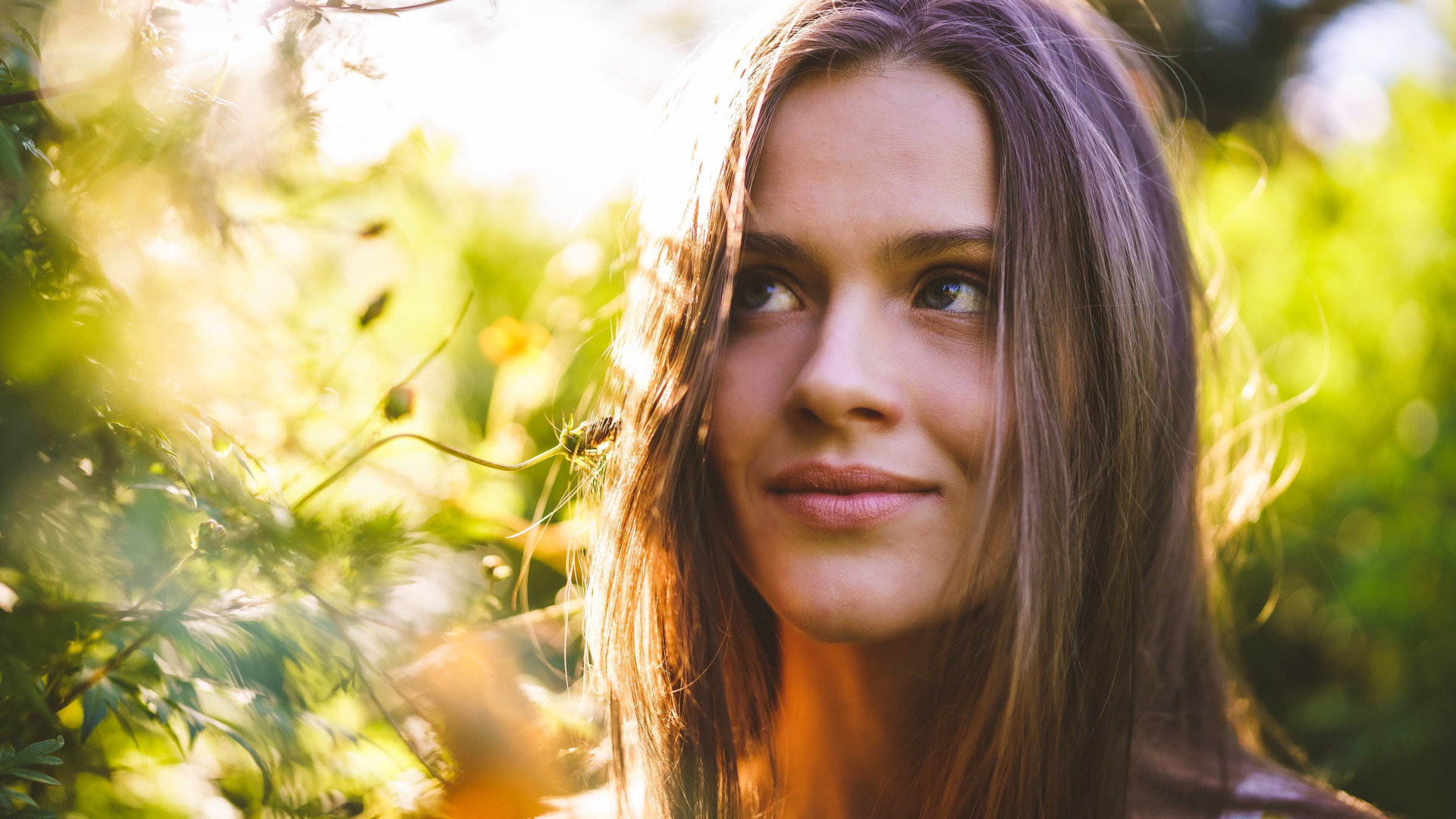 Download wallpaper Girl, Grass, Green, Beauty, Eyes, Sight, section ...