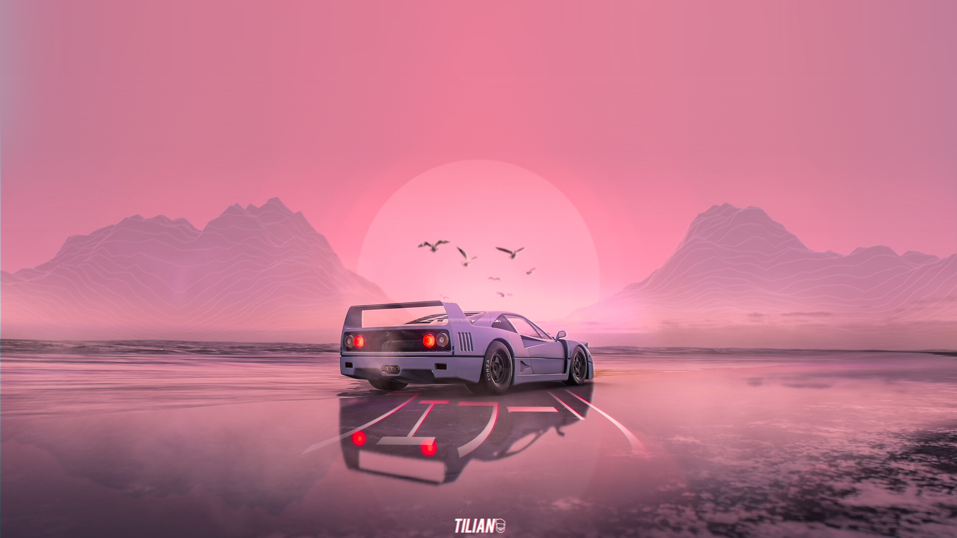 Retro car Sunset aesthetic Wallpapers