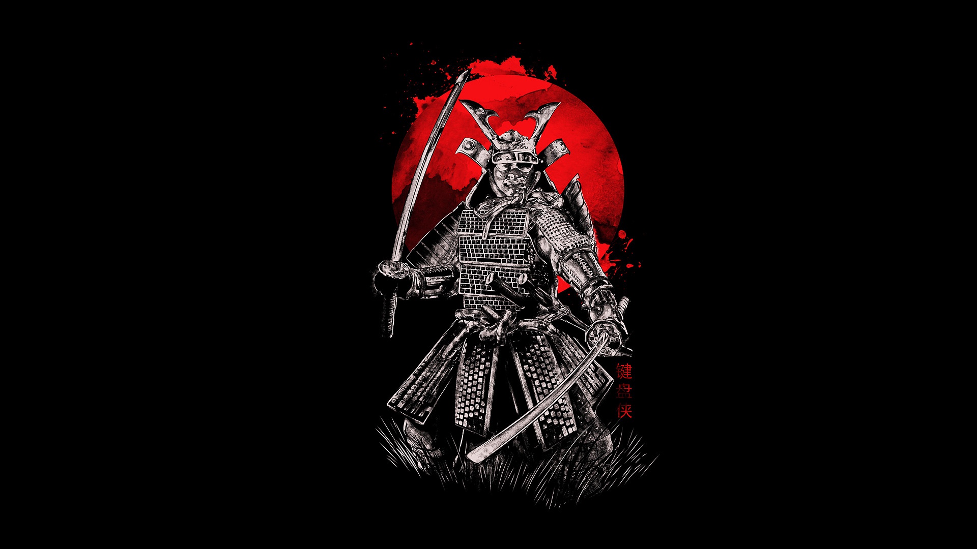 Wallpaper blood, armor, samurai, swords for mobile and desktop, section  минимализм, resolution 1920x1080 - download