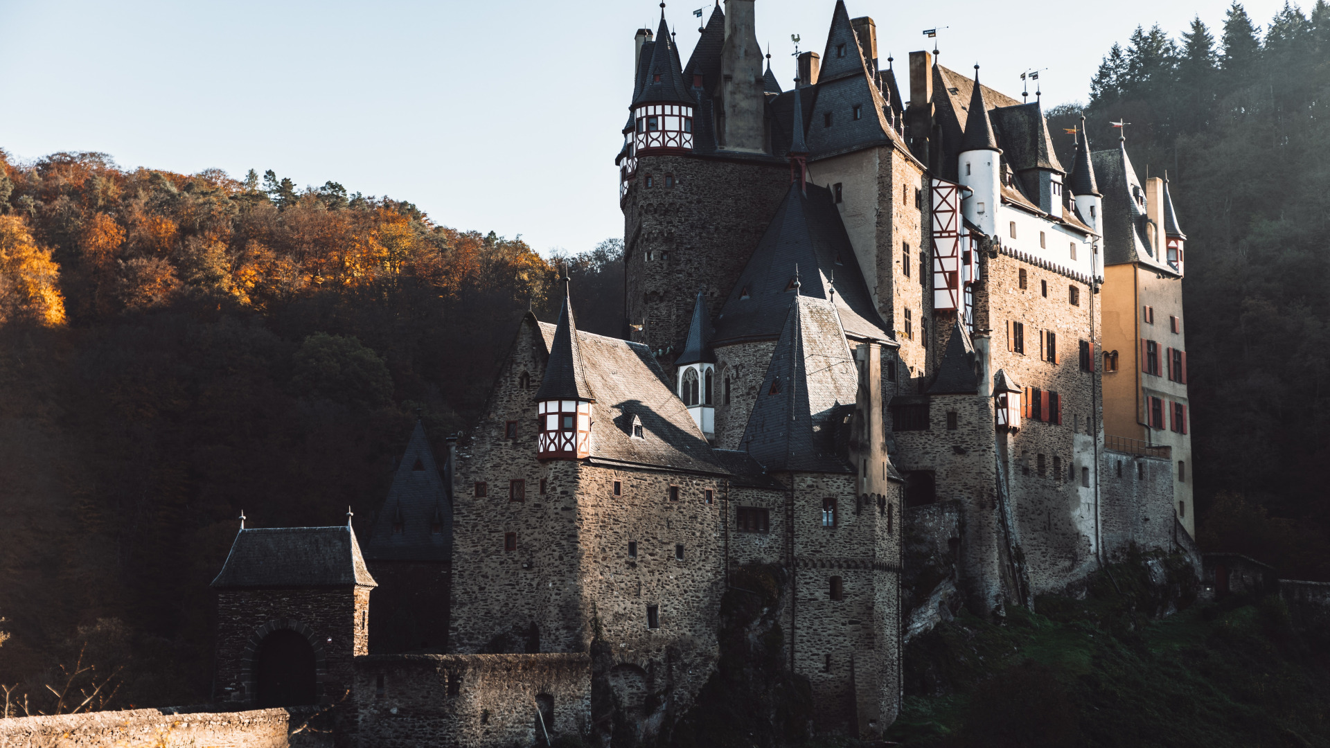 Download wallpaper the sky, trees, mountains, Germany, ELTZ castle ...