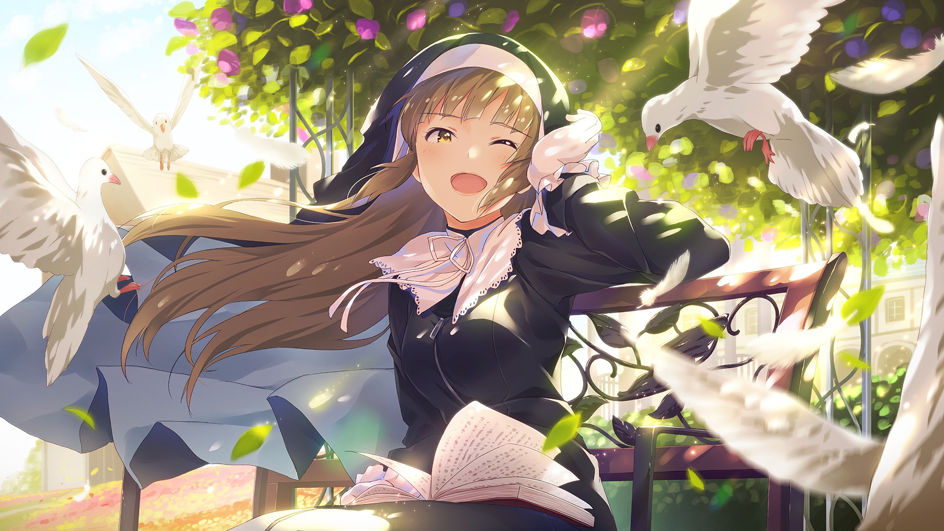 Download Wallpaper Girl, Birds, Anime, Nun, Section Art In.