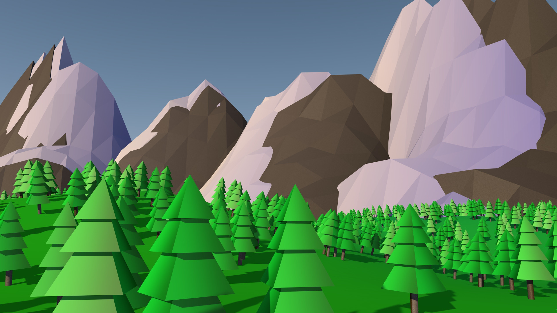 Download wallpaper trees, mountains, lowpoly, section minimalism in ...