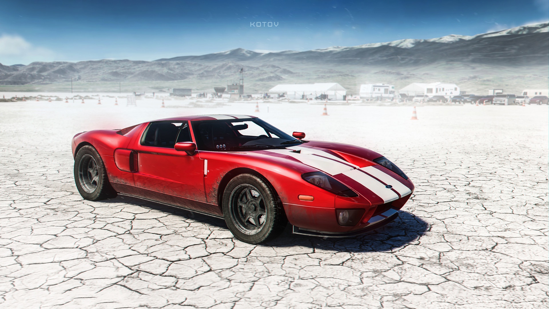 Download wallpaper Ford, Red, Auto, The game, Machine, Ford GT, Art,  Supercar, section games in resolution 1920x1080