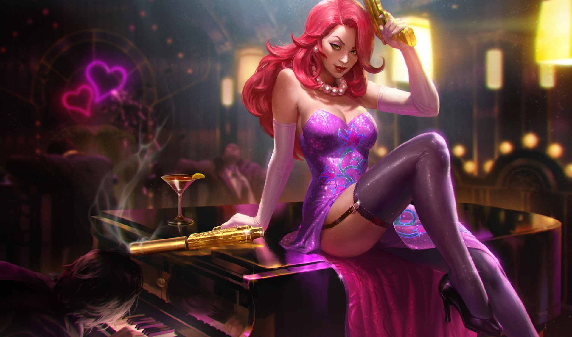 Wallpaper weapons, bar, art, agent, KILART (choe heonhwa), Secret Agent  MissFortune for mobile and desktop, section прочее, resolution 1920x1133 -  download