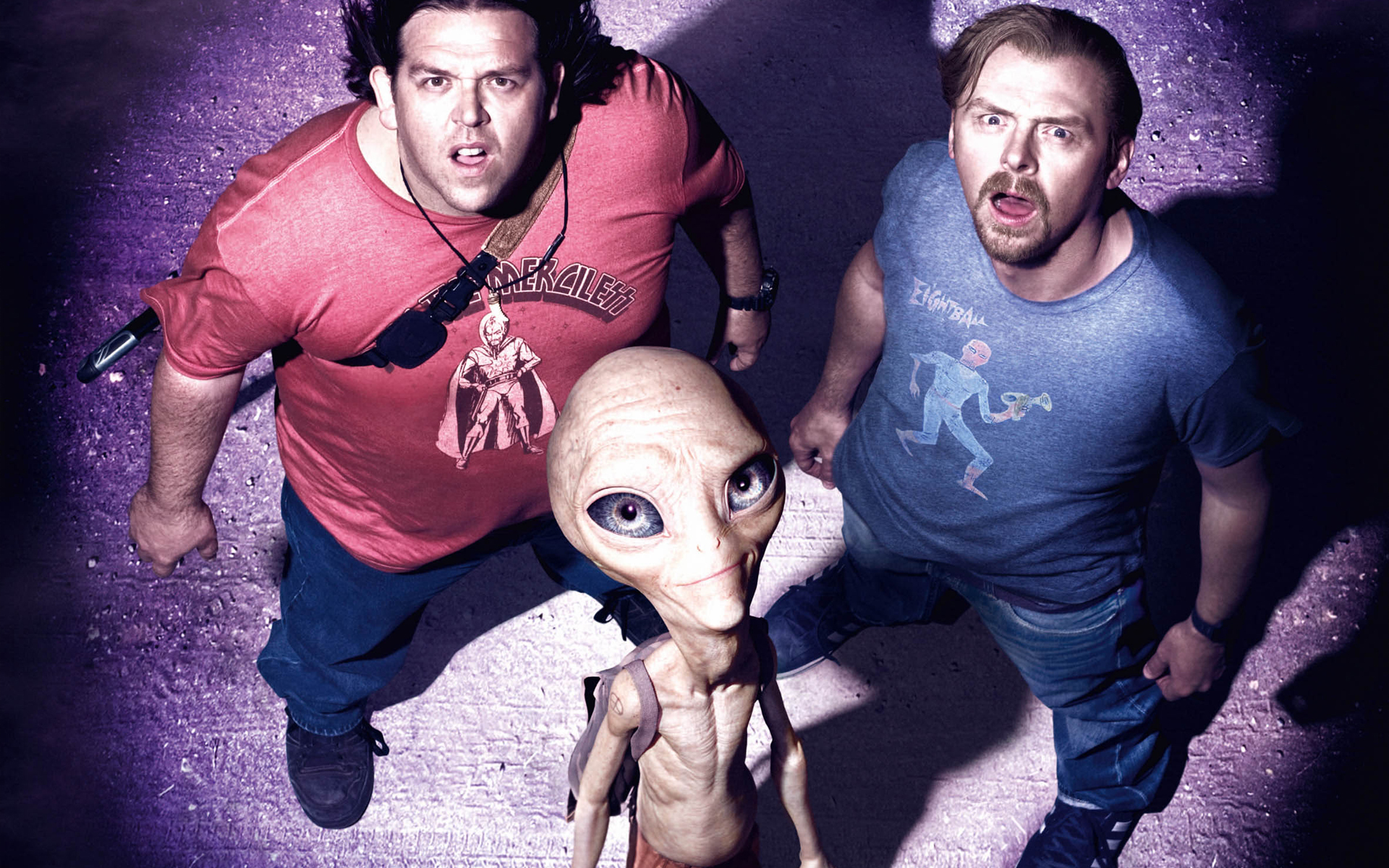 Download wallpaper surprise, alien, alien, Paul, Sex: the Secret  materialchik, Nick Frost, a beam of light, Simon Pegg, section films in  resolution 1920x1200