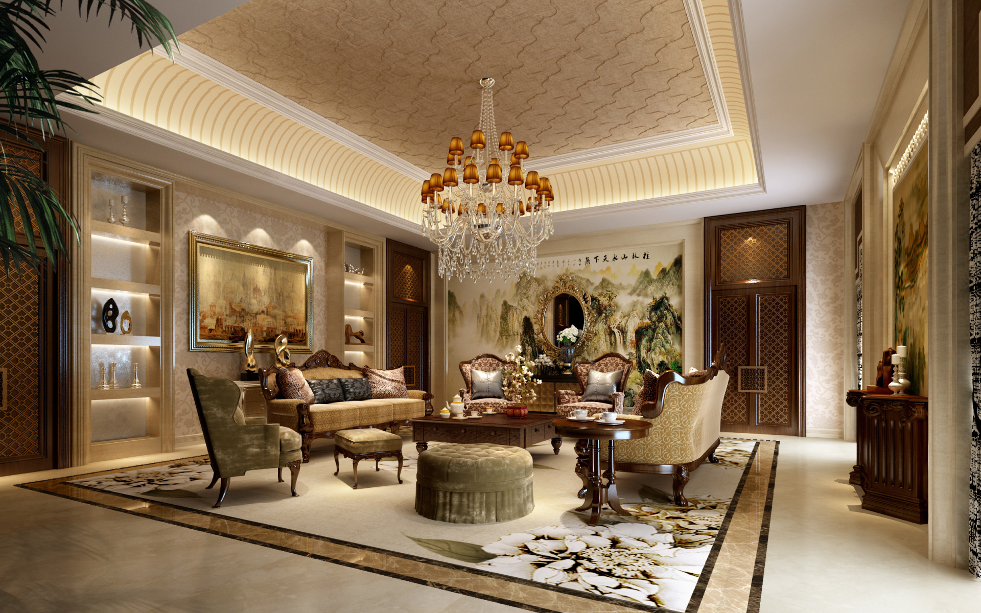 Шикарная королевская гостиная. Стиль лакшери в интерьере. Роскошный бесплатный. Богатая жизнь. Гостиная в царском стиле.