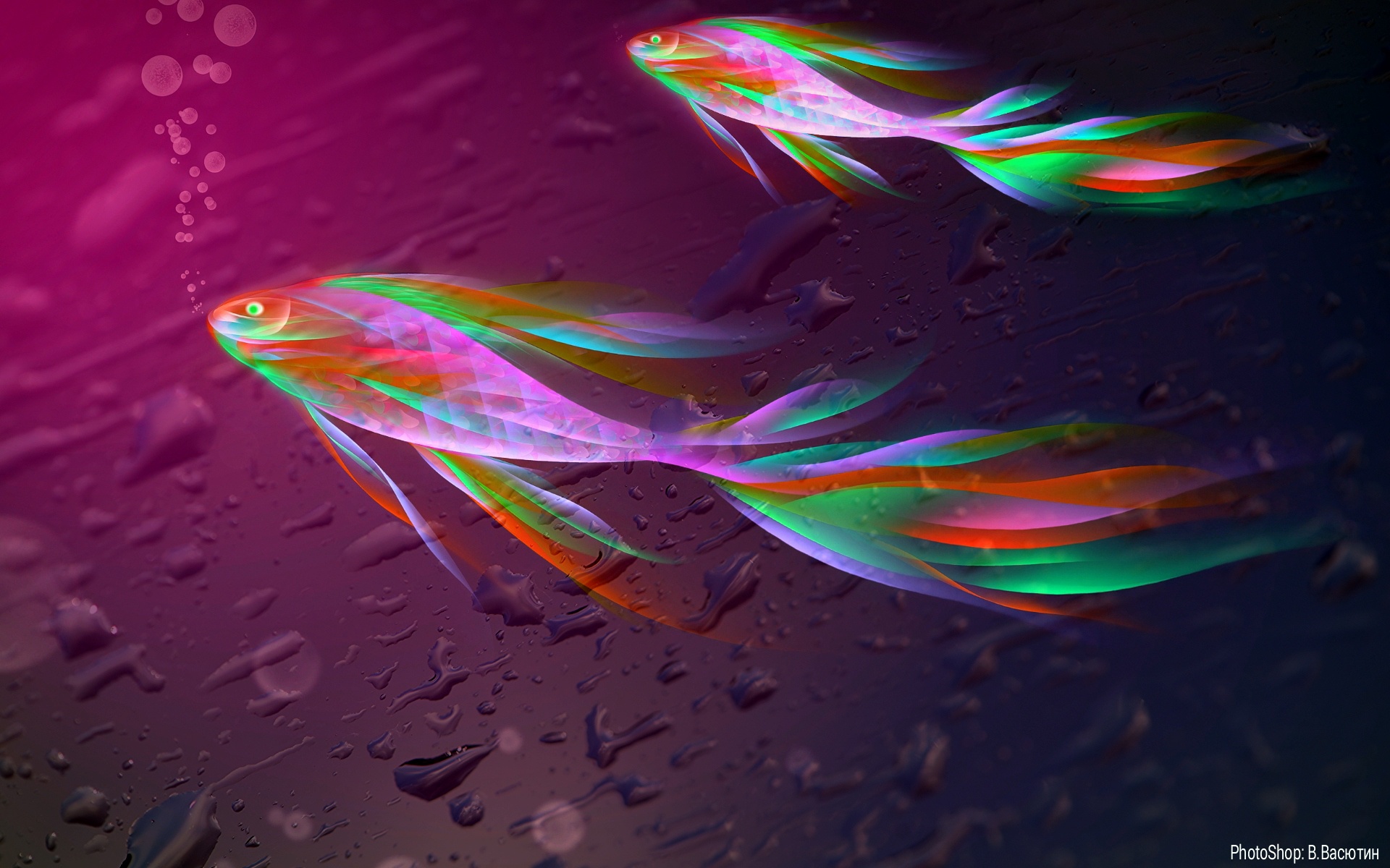Download wallpaper fish, photoshop, reincarnate, section abstraction in