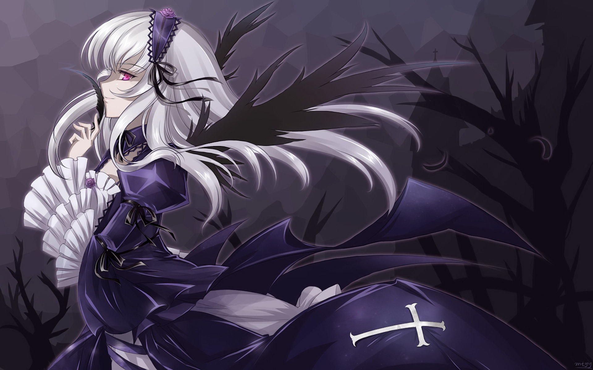 Download wallpaper darkness, Anime, Suigintou, chrest., Rozen maiden,  section other in resolution 1920x1200