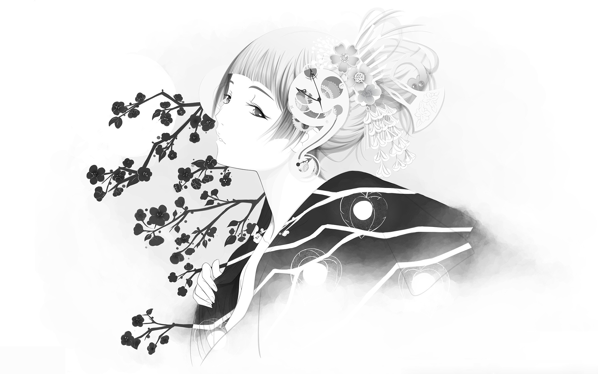 Wallpaper girl, Sakura, kimono for mobile and desktop, section стиль,  resolution 1920x1200 - download