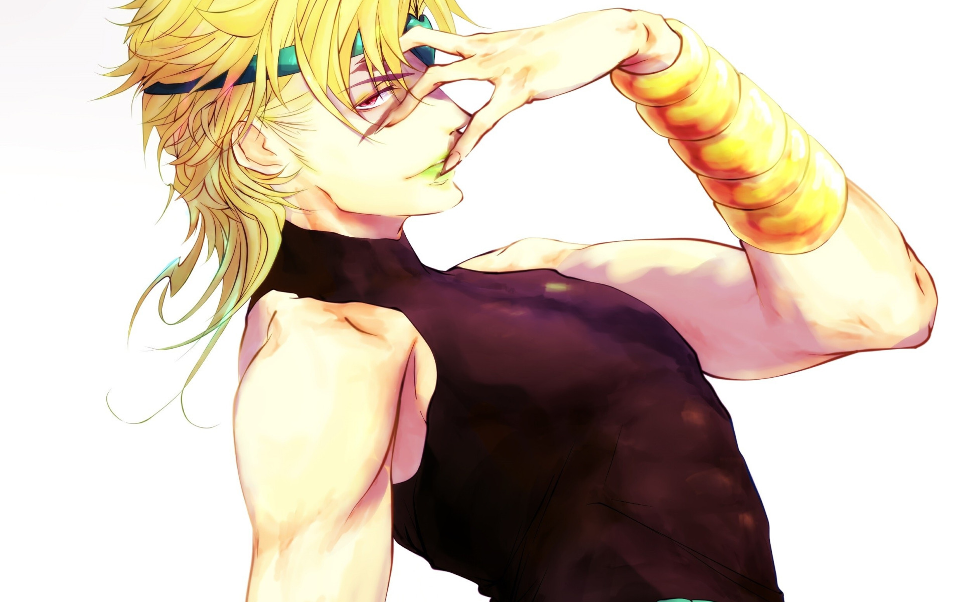 Download wallpaper look, anime, guy, blonde, Jojo`s Bizarre Adventure,  section shonen in resolution 1920x1200