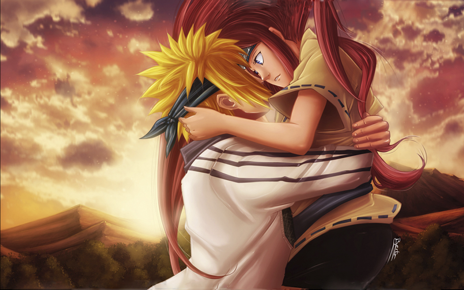 Wallpaper love, art, Anime, Naruto, Naruto, Uzumaki Kushina, Namikaze  Minato for mobile and desktop, section сёнэн, resolution 1920x1200 -  download