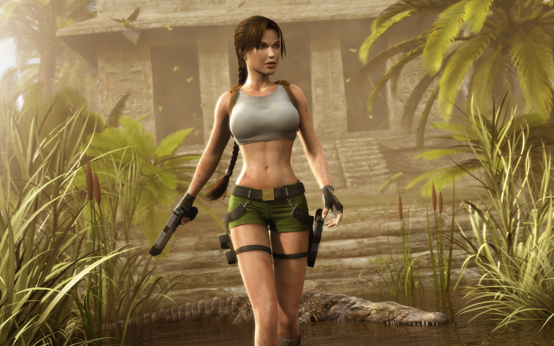 Download wallpaper sexy, lara croft, tomb raider, shorts, section games in  resolution 1920x1200