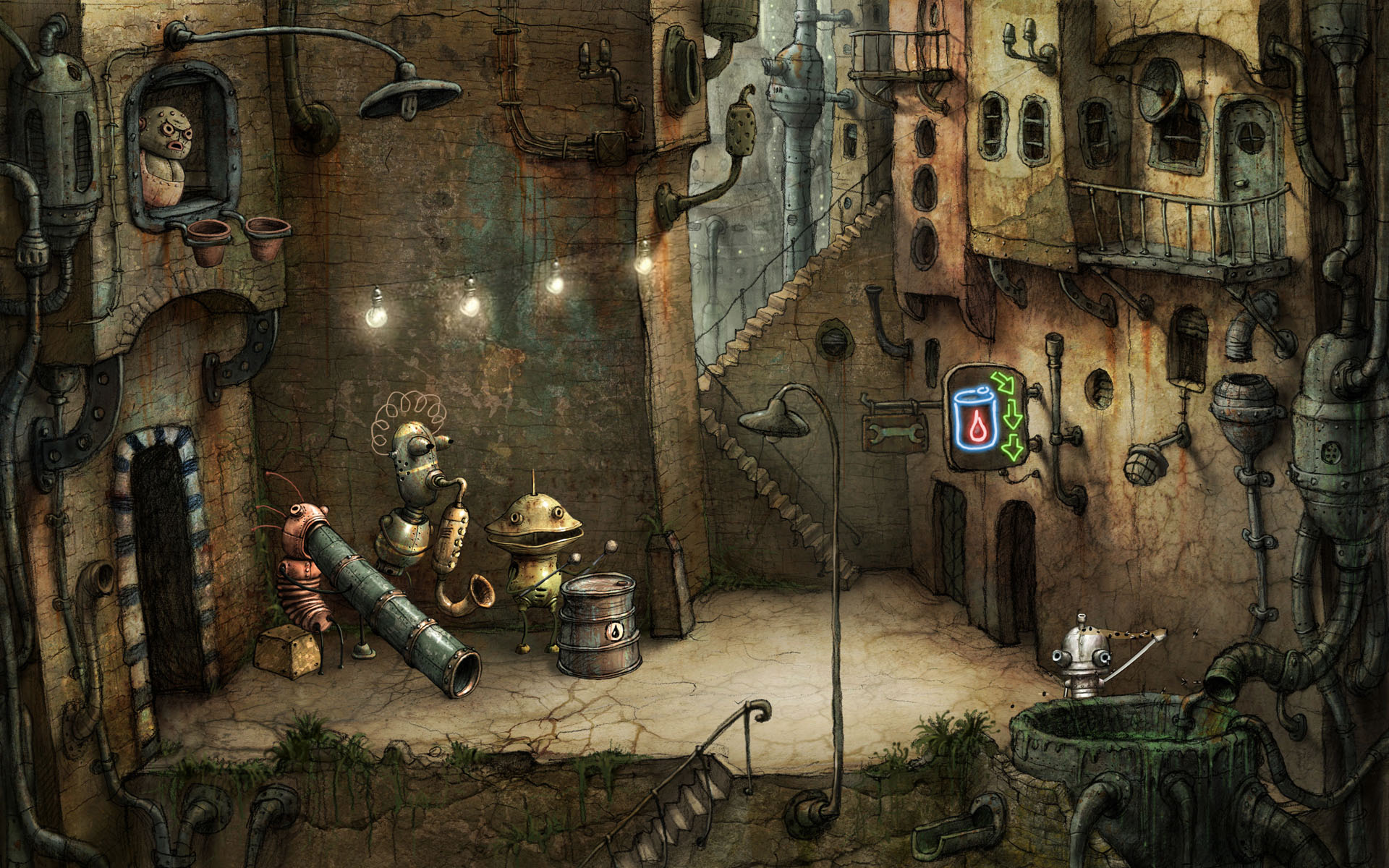 Wallpaper the city, robot, Machinarium for mobile and desktop, section игры,  resolution 1920x1200 - download