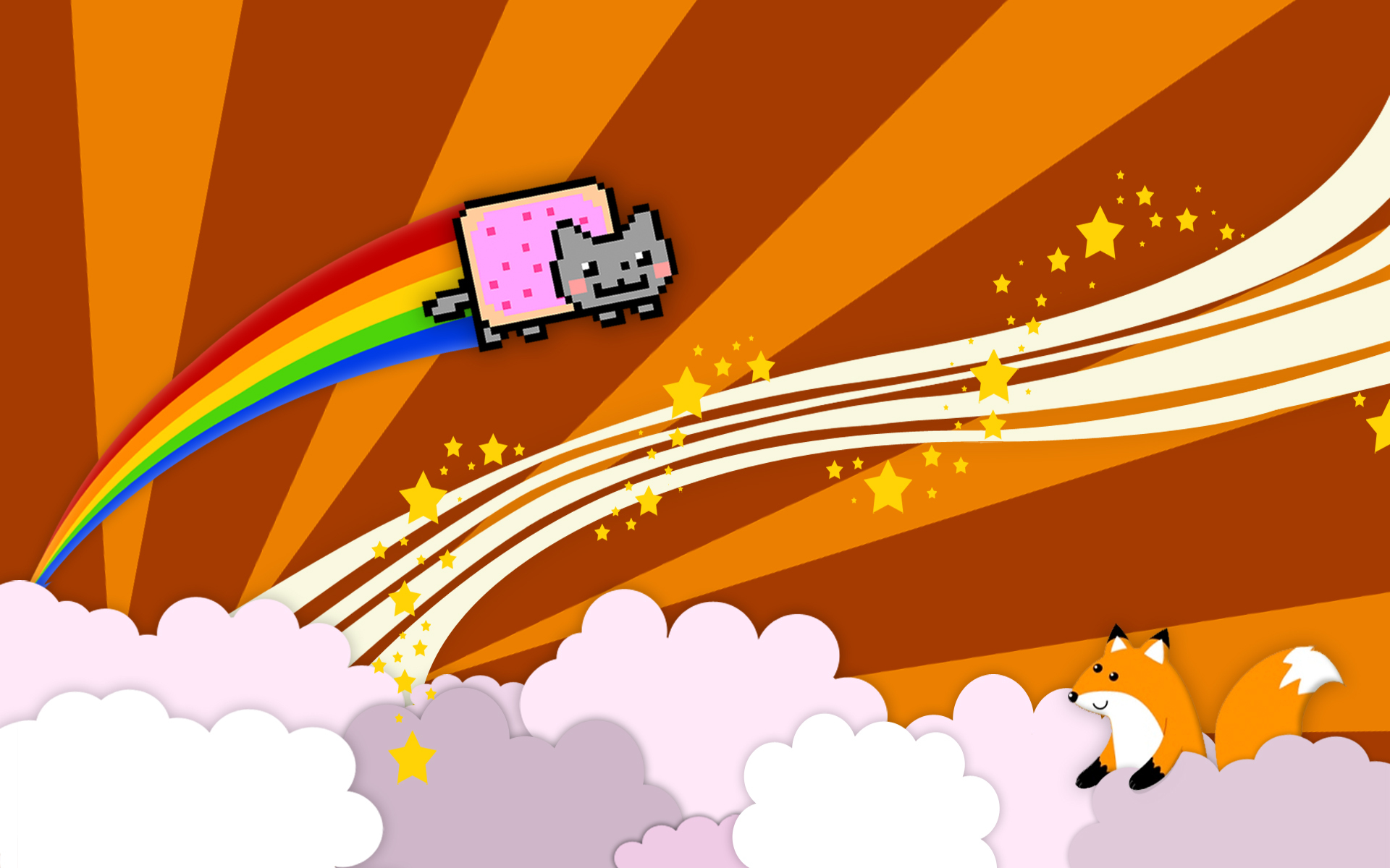 Wallpaper cat, clouds, Fox, cat, fun, nyan, nyan cat for mobile and  desktop, section стиль, resolution 1920x1200 - download