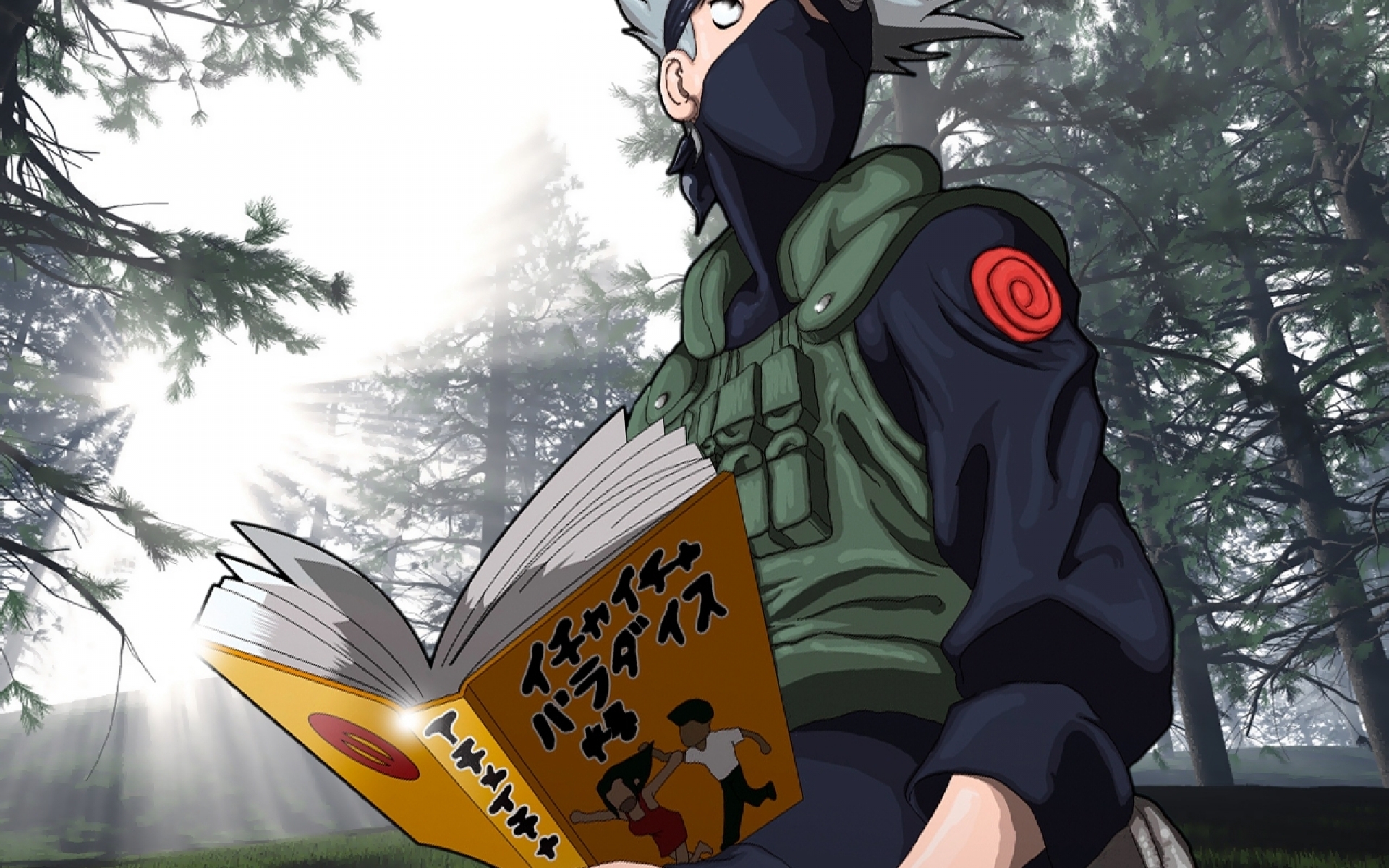 Wallpaper light, trees, book, Anime, Naruto, Naruto, art, Hatake Kakashi  for mobile and desktop, section арт, resolution 1920x1200 - download