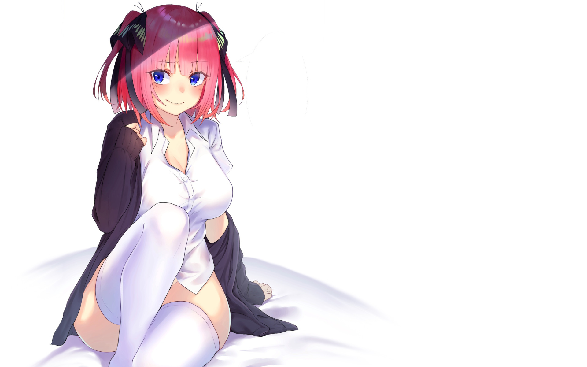 Download wallpaper kawaii, girl, sexy, anime, stockings, pretty, miku, bed,  section seinen in resolution 1920x1200