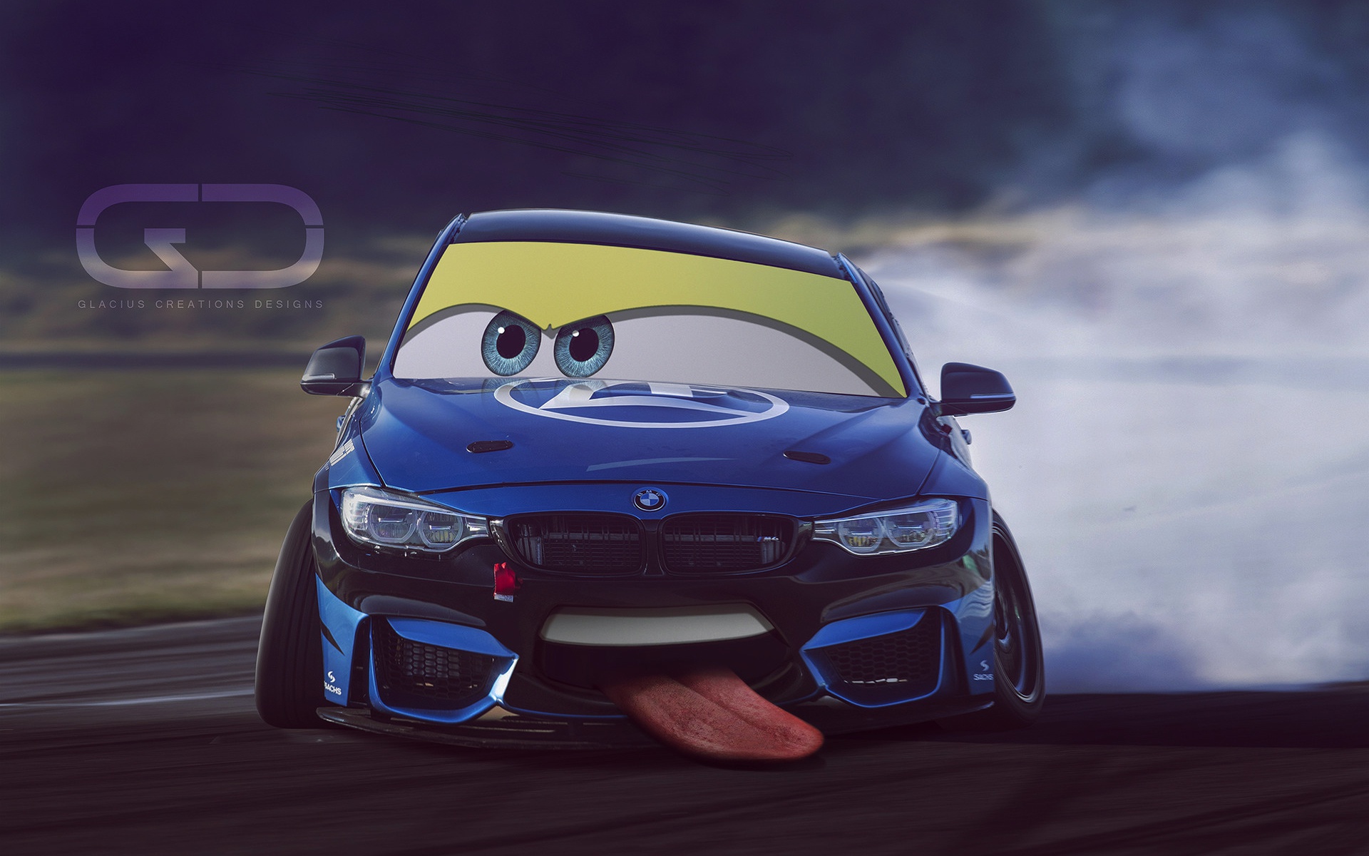 Wallpaper Auto Language Blue BMW Machine Eyes Art Cars for mobile and desktop section resolution 1920x1200 download