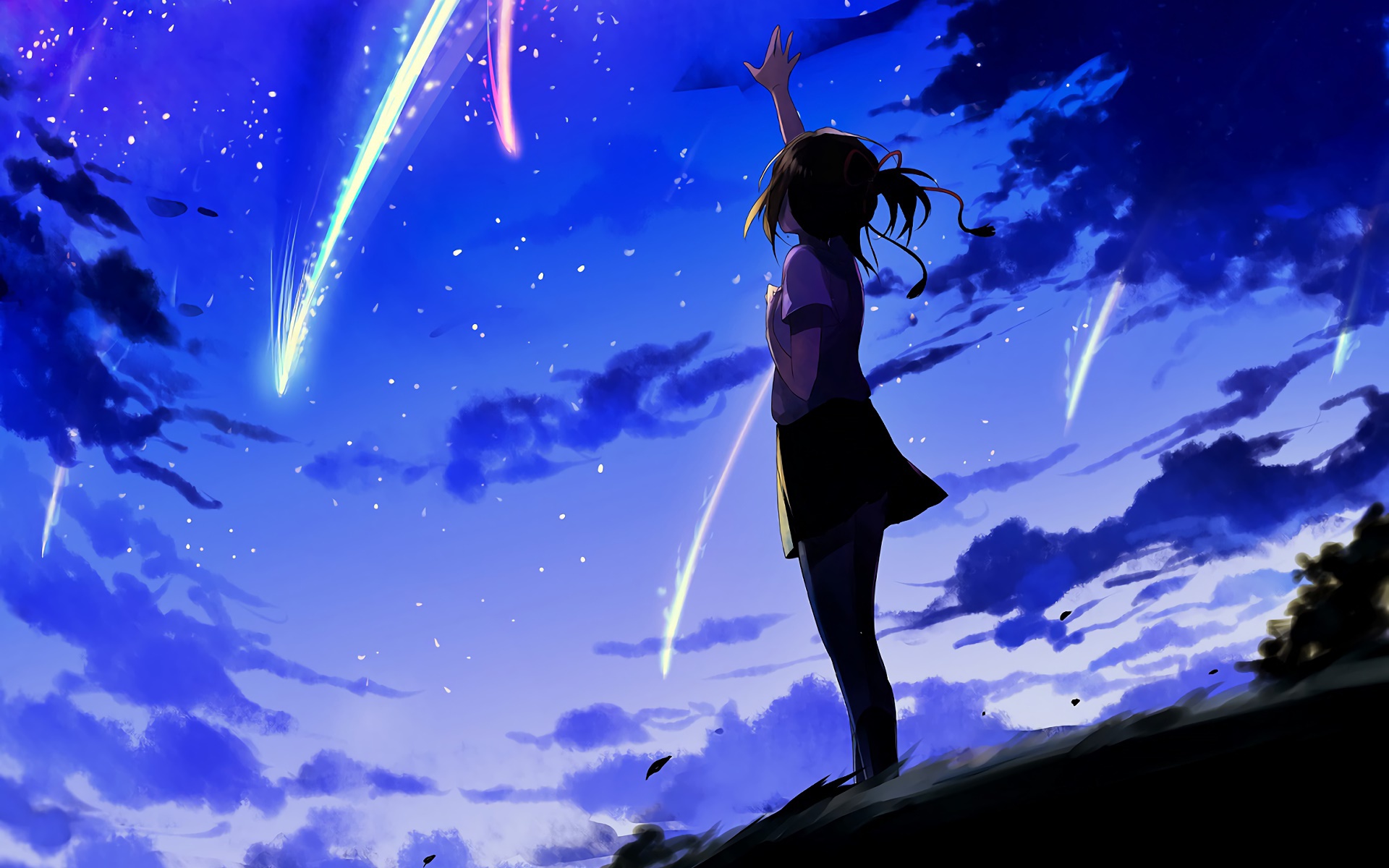 Wallpaper the sky, the evening, anime, art, girl, Kimi no VA On, Your name  for mobile and desktop, section прочее, resolution 1920x1200 - download