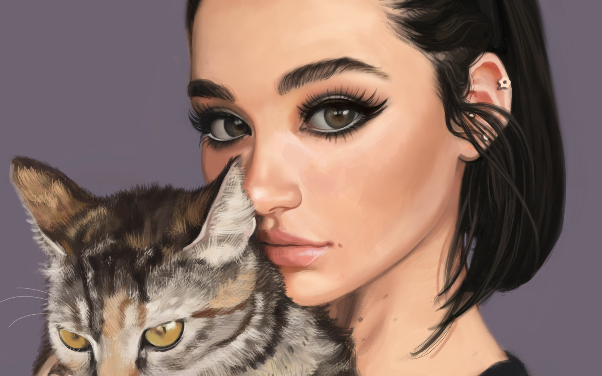 Картинка девушка с кошкой. Девушка кошка. Девушка с кошкой арт. Красивая девушка с кошкой. Портрет с животным.