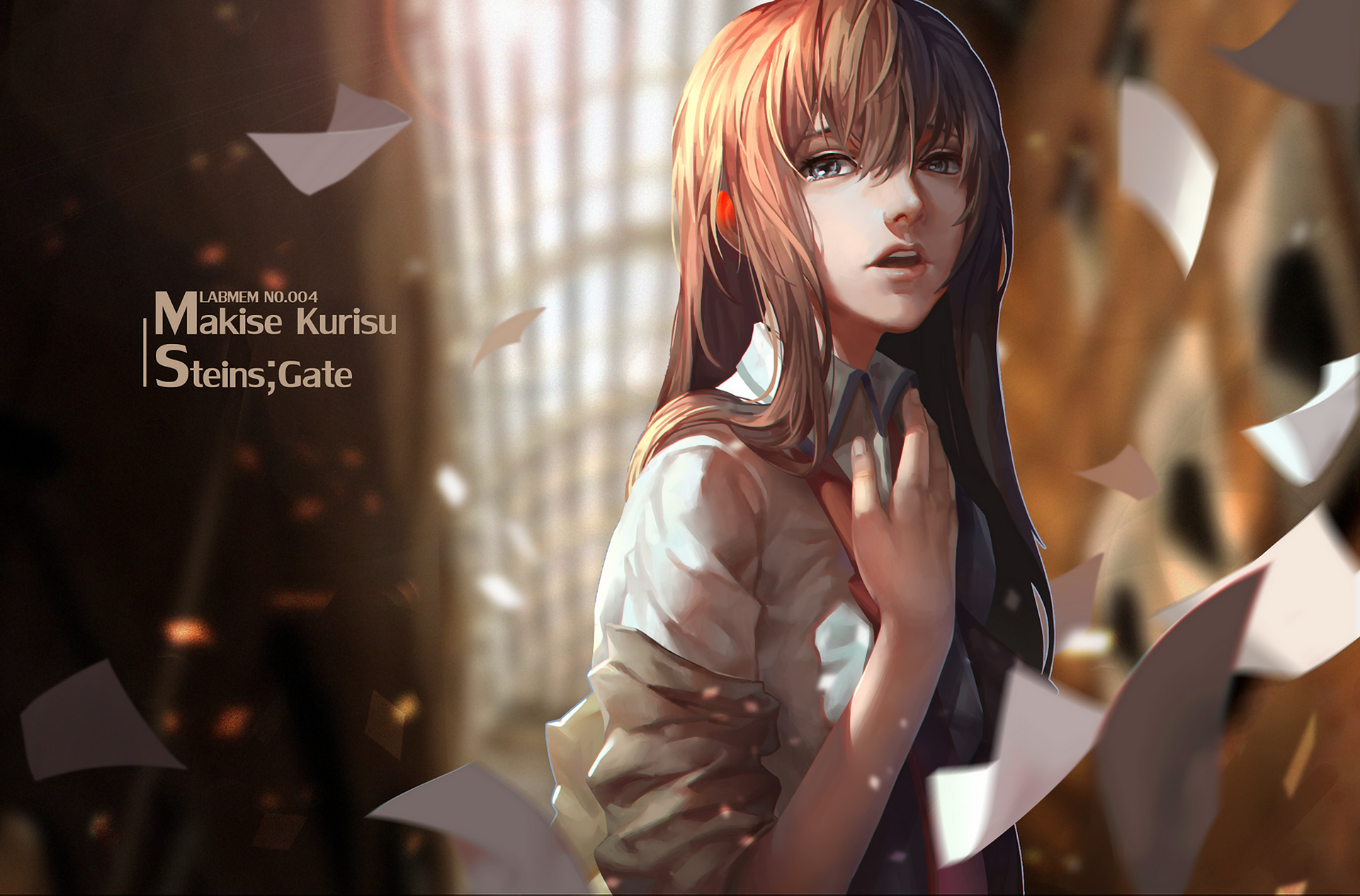 Wallpaper girl, anime, art, makise kurisu, lightofheaven, steins;gate,  upscale for mobile and desktop, section сёдзё, resolution 1920x1266 -  download