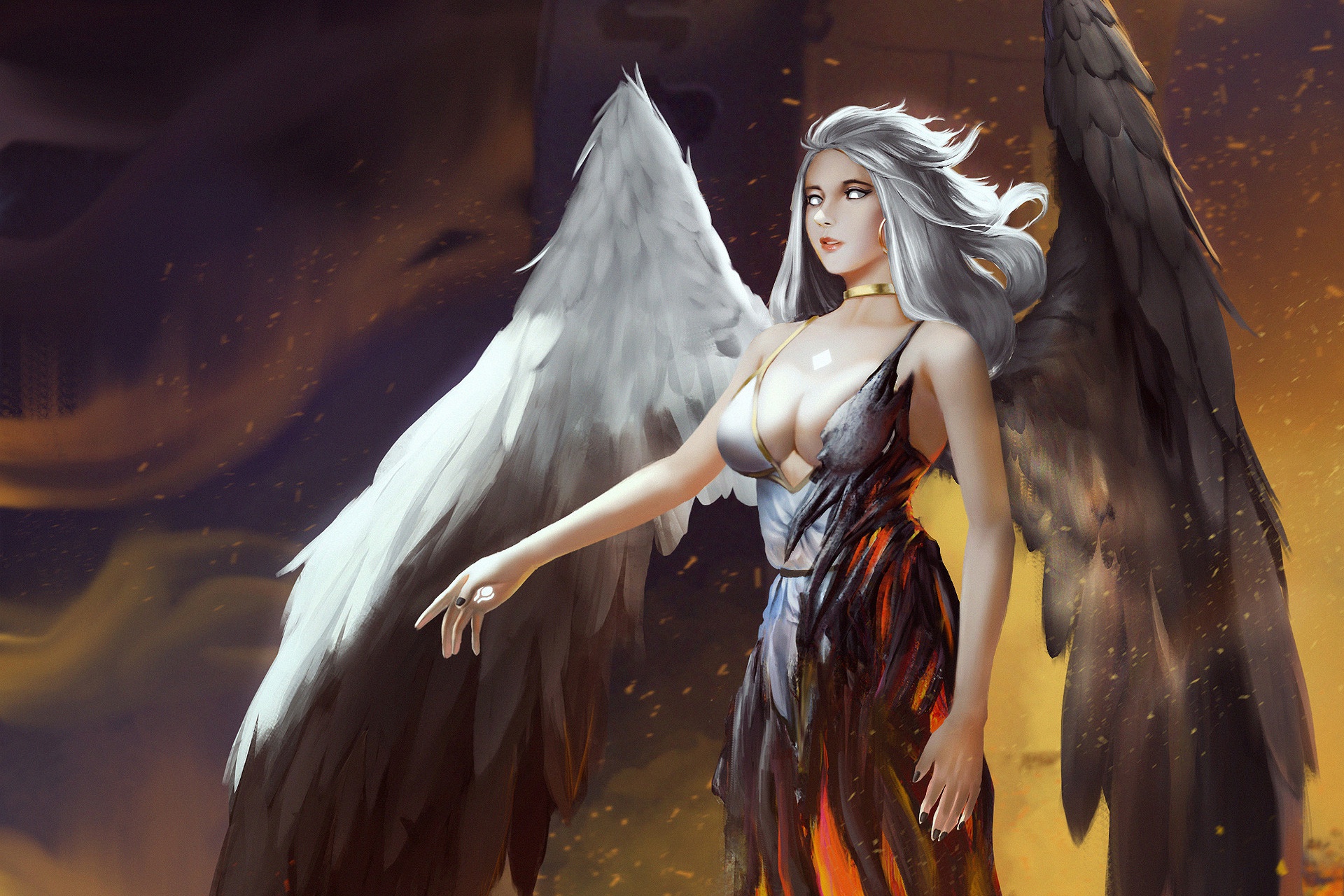 Крылатый ангел. Полуангел полудемон Нефилим. Полуангел полудемон девушка арт. Ангел фэнтези. Девушка - ангел.